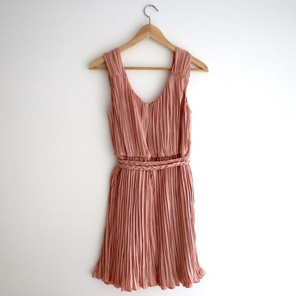 Pleated Dress w/ Braided Belt - Dusty Rose… - Picture 2 of 5